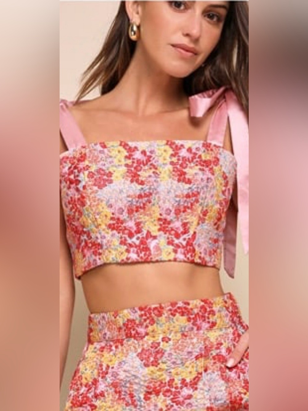 NEW Ellarina Pink Multi Metallic Tie-Strap Two-Piece Midi Dress - Picture 4 of 13